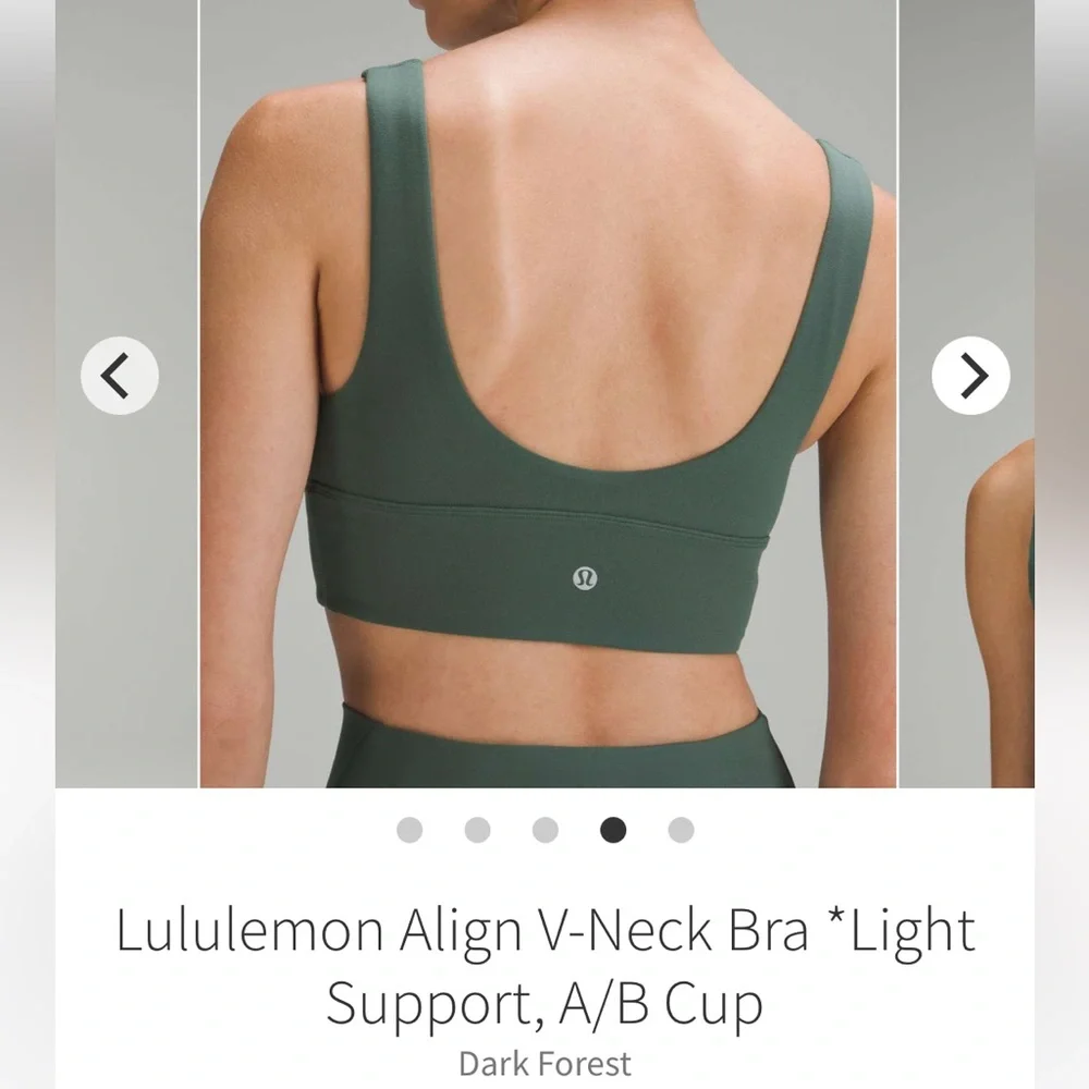 Lululemon Align V-Neck Bra *Light Support,‎ A/B Cup Dark Forest size 4